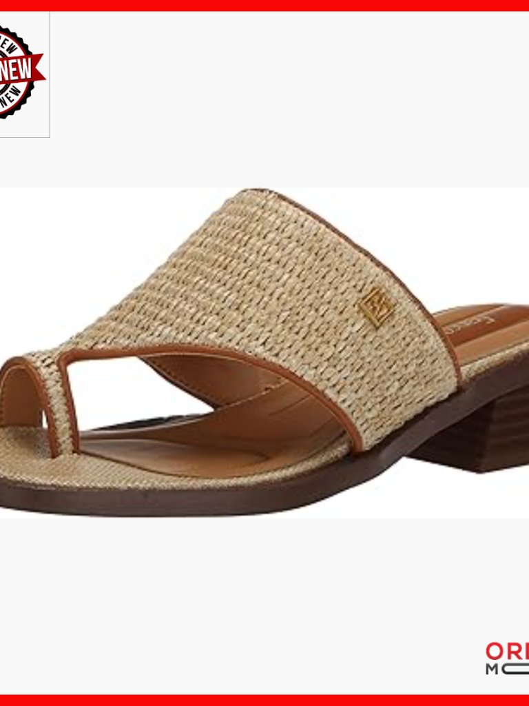 Women's Raffia Thong Sandals With 1-Inch Heel, Slip-On Slides